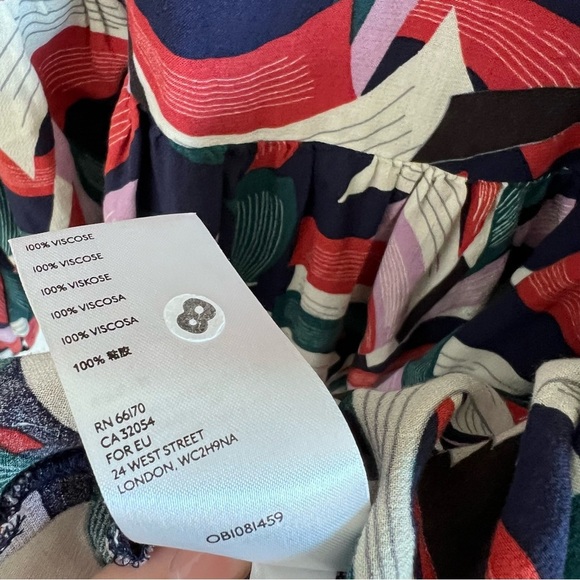 Maeve Anthropologie Cheyenne Blouse Peplum Geometric Brick Navy - Picture 9 of 15